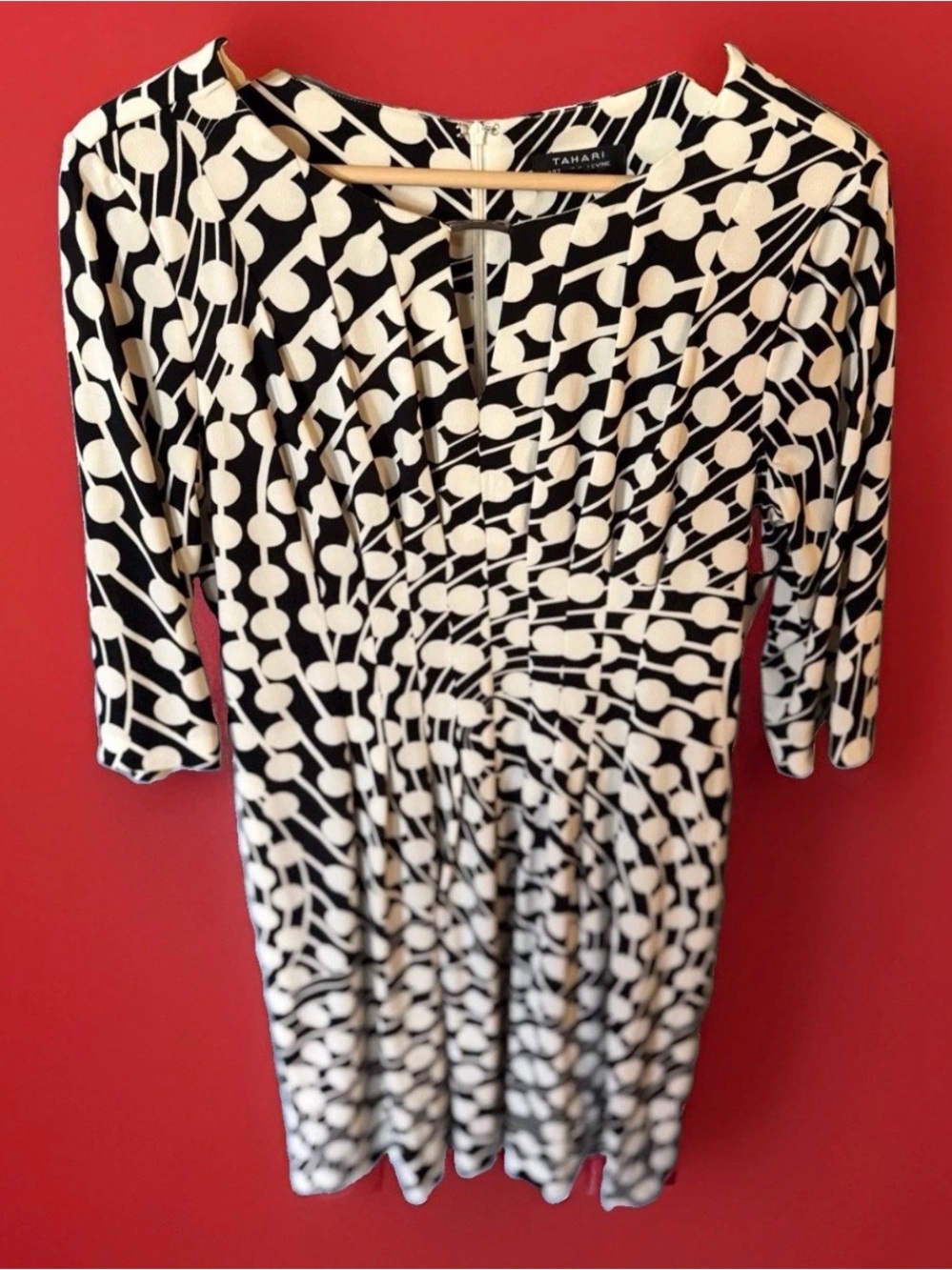 Tahari Arthur S. Levine Black and White Midi Dress